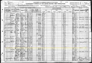 1920 census record with Ben Lee highlighted