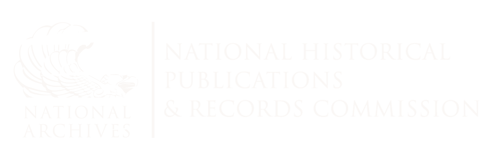 Silhouette of an eagle above the words 'National Archives' on the left. On the right are the words 'National Historical Publications & Records Commission'.